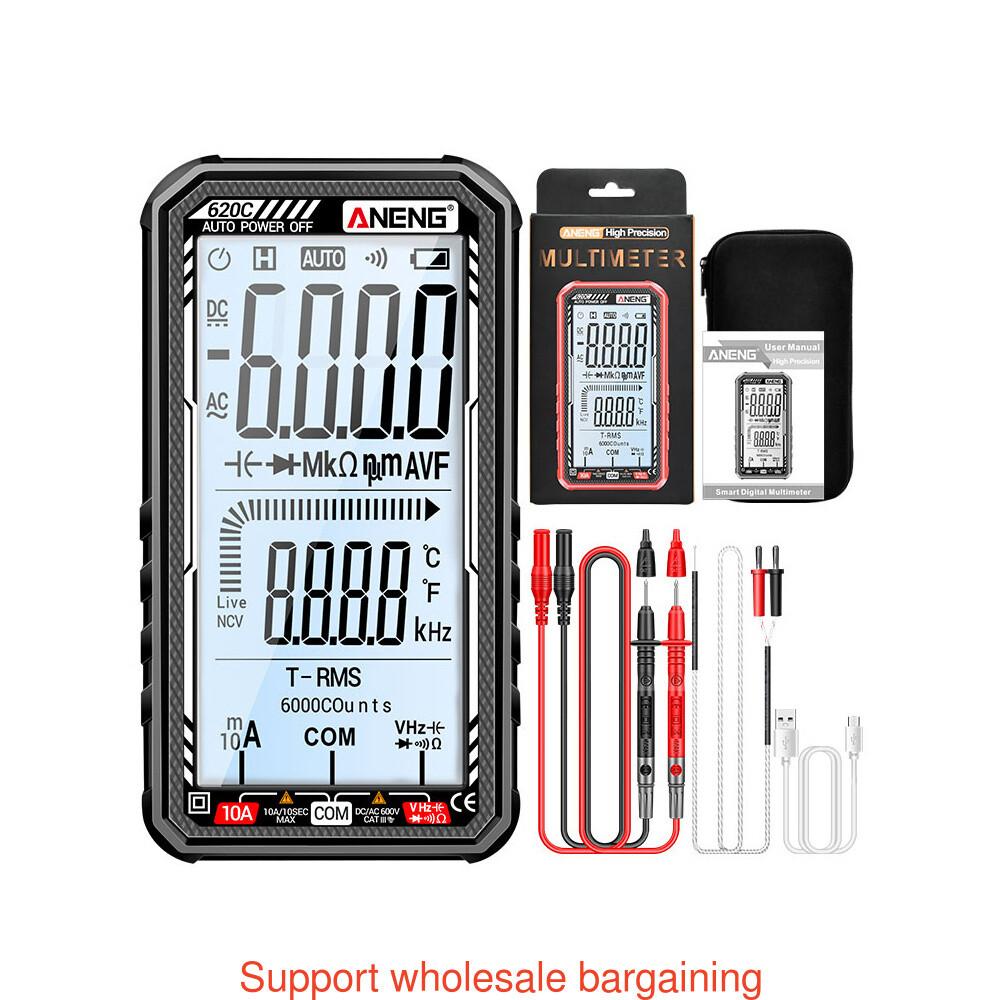Multifunctional Digital Multimeter Ammeter AC DC Tester 6000 Counts Auto Range Voltmeter DCV ACV Resistance Temperature Measurement Digital Display