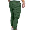 Skinny Cargo Pants Casual Men Solid Color Drawstring Waist Ankle Tied Pockets