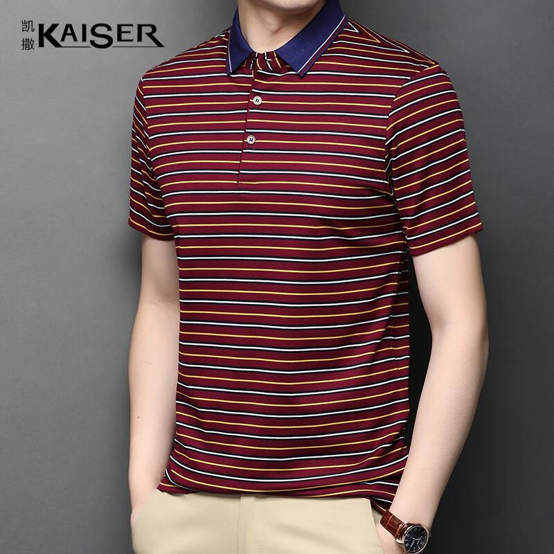 

KAISER Men s Silk Blend Striped Short Sleeve Polo Shirt KS5128 48