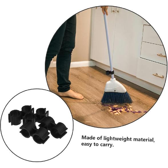 4Pcs Double Pipe Clamp Connector for Broom and Dustpan Inner Plastic Shelf Pole Fastener Clips for Warehouse and Supermarket Shelf Link Accessories