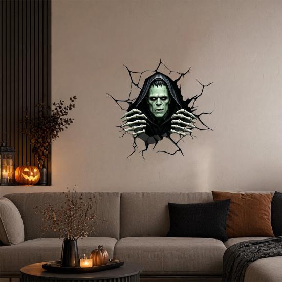 Halloween Wall Stickers, Self Adhesive Vinyl Decals, Waterproof Removable Wall Decals for Halloween Party Home Store Wall Decor