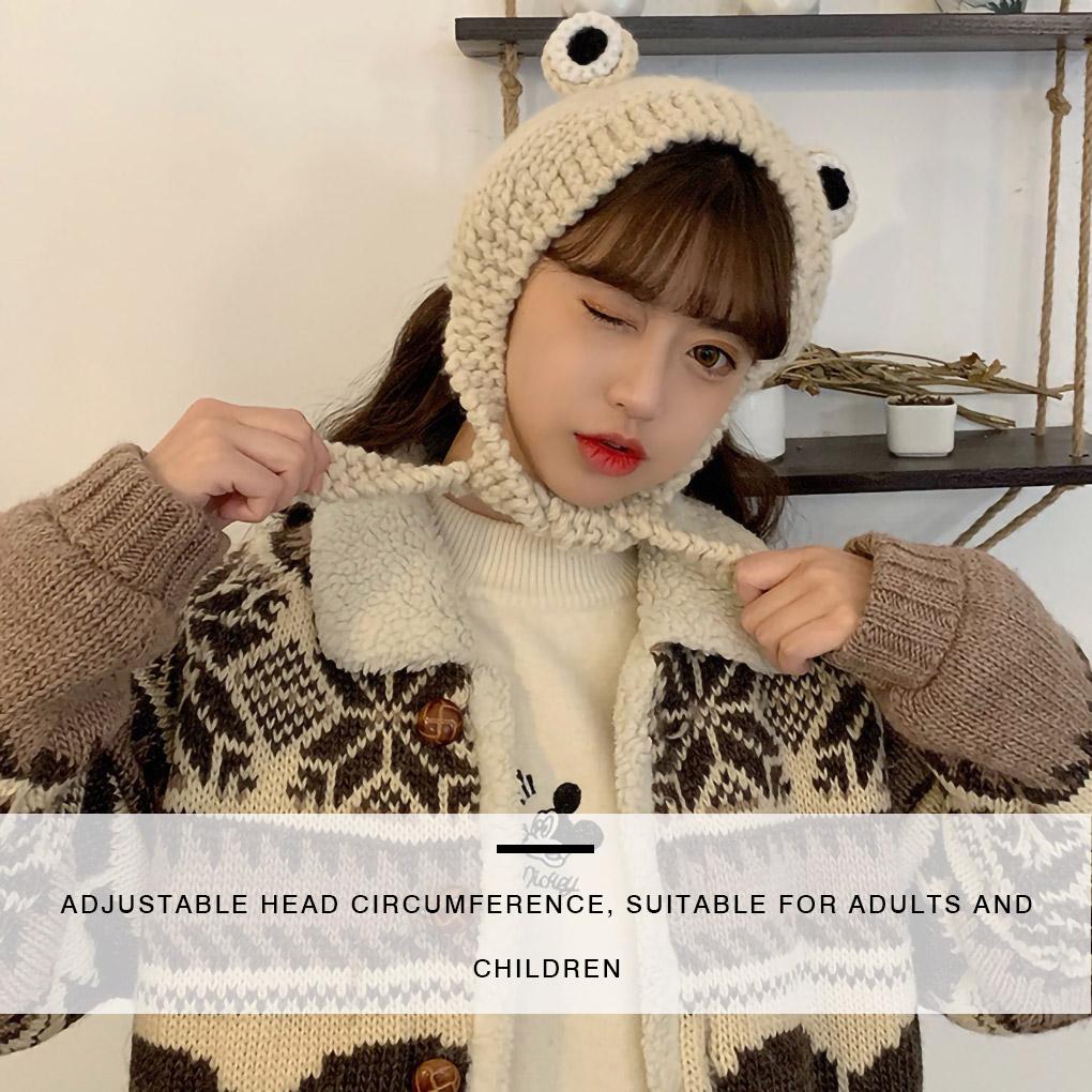 Winter Warm Knitted Hat Cartoon Design Adorable Cap Women Warm-keeping Hip Hop Hat Head Accessory