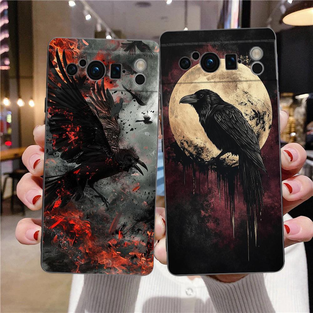 Phone Case Cover for Google Pixel 10 9 8 7 6 7A 6A Pro Shockproof Soft TPU 10 9 Pro XL Shell Capas Fundas Black Raven Coque Bags