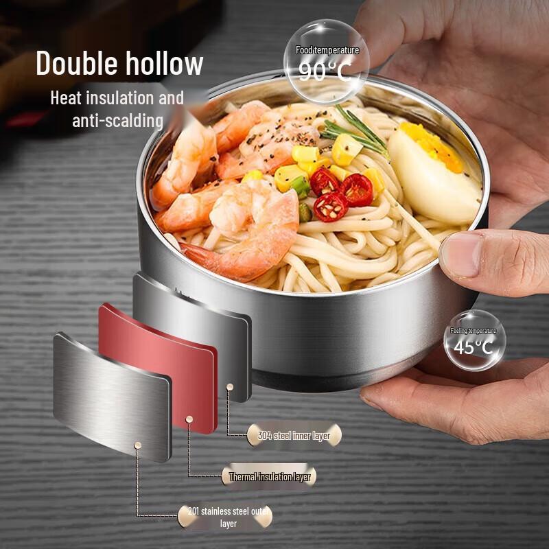 MAXCOOK 304 Stainless Steel Double-Layer Insulated Bowl