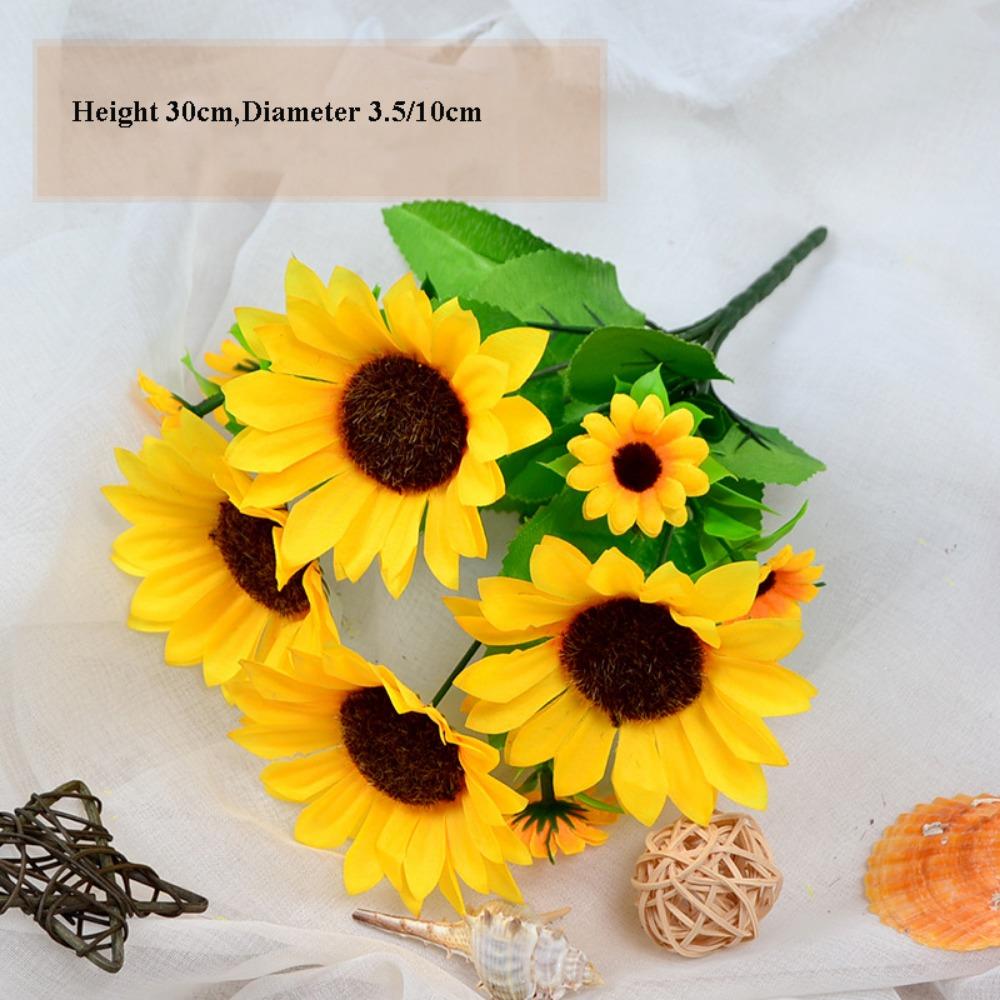 New 5/7/13 Heads Autumn Decoration Flower Yellow 10 Styles Silk Artificial Sunflower Flowers Bouquet Party Garden Decor