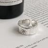 925 Silver Star Rings for Women Men Zircon Open End Couple Ring Wide Retro Daily Wearing Wedding Jewelry Gifts