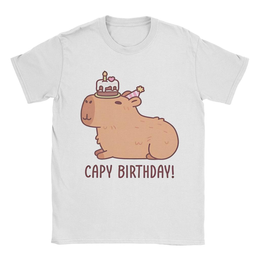 Funny Capybara With Ufos Tshirts Unisex Unisex Unique Cotton Tee Shirt Round Collar Short Sleeve T Shirt Gift Tops
