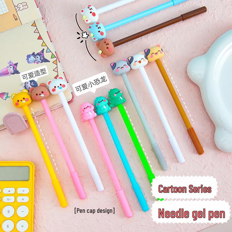 Cute Cartoon Cat Brush Black Pen - Student Reward & Stationery Gift