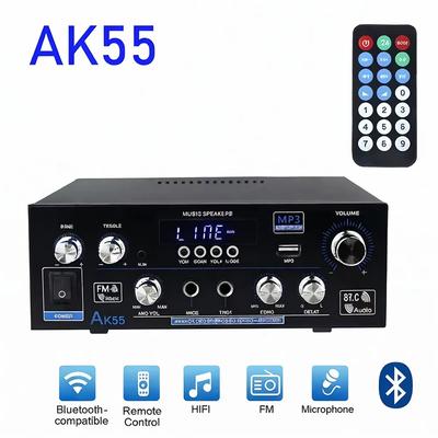 AK55 HiFi Digitális Erősítő Csatorna 2.0 Bluetooth Térhangzású Erősítő Max Teljesítmény 90Wx2 Hangszóróhoz Otthoni Autós BT 5.0 Audio Erősítő
