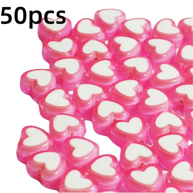 New 50pcs/lot 8x4mm Love Acrylic Bead Loose Spacer Beads for Jewelry Making DIY Handmade Clothing Accessories