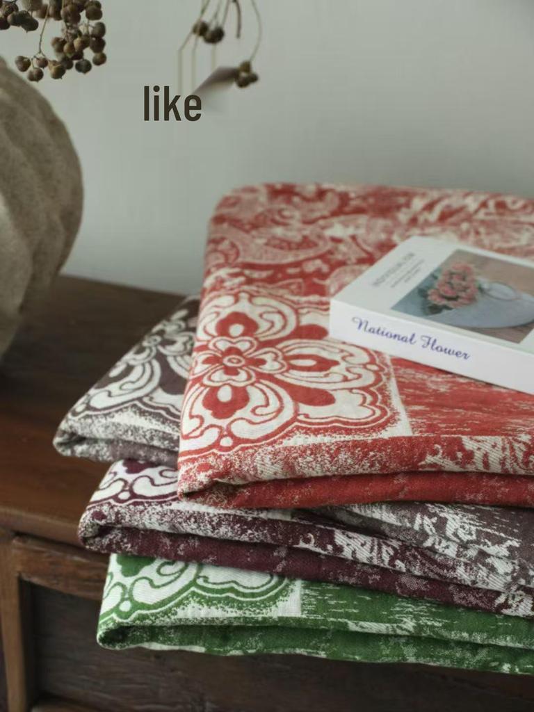 4-Layer Cotton Gauze Jacquard Tassel Blanket - Soft, Breathable, Washable Sofa Throw