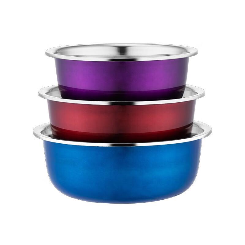 Colorful 410 Stainless Steel 3-Piece Mixing Basin Set