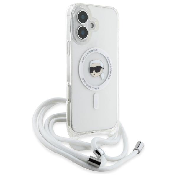 Karl Lagerfeld Klhmp16Shckhnt Iphone 16  6.1 Hardcase Transparent Crossbody Iml Karl Head Magsafe