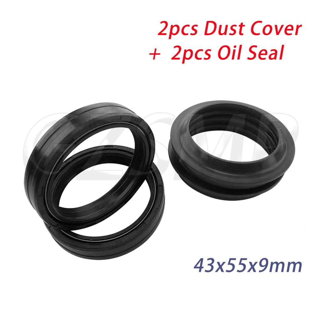 Front Fork Oil Seal 43x55x9 Dust Cover Fit for Suzuki RM250 125 GSX- R1000 R1100 GSX1300R GSX1300 BK GSR600 1set 43x55x9mm