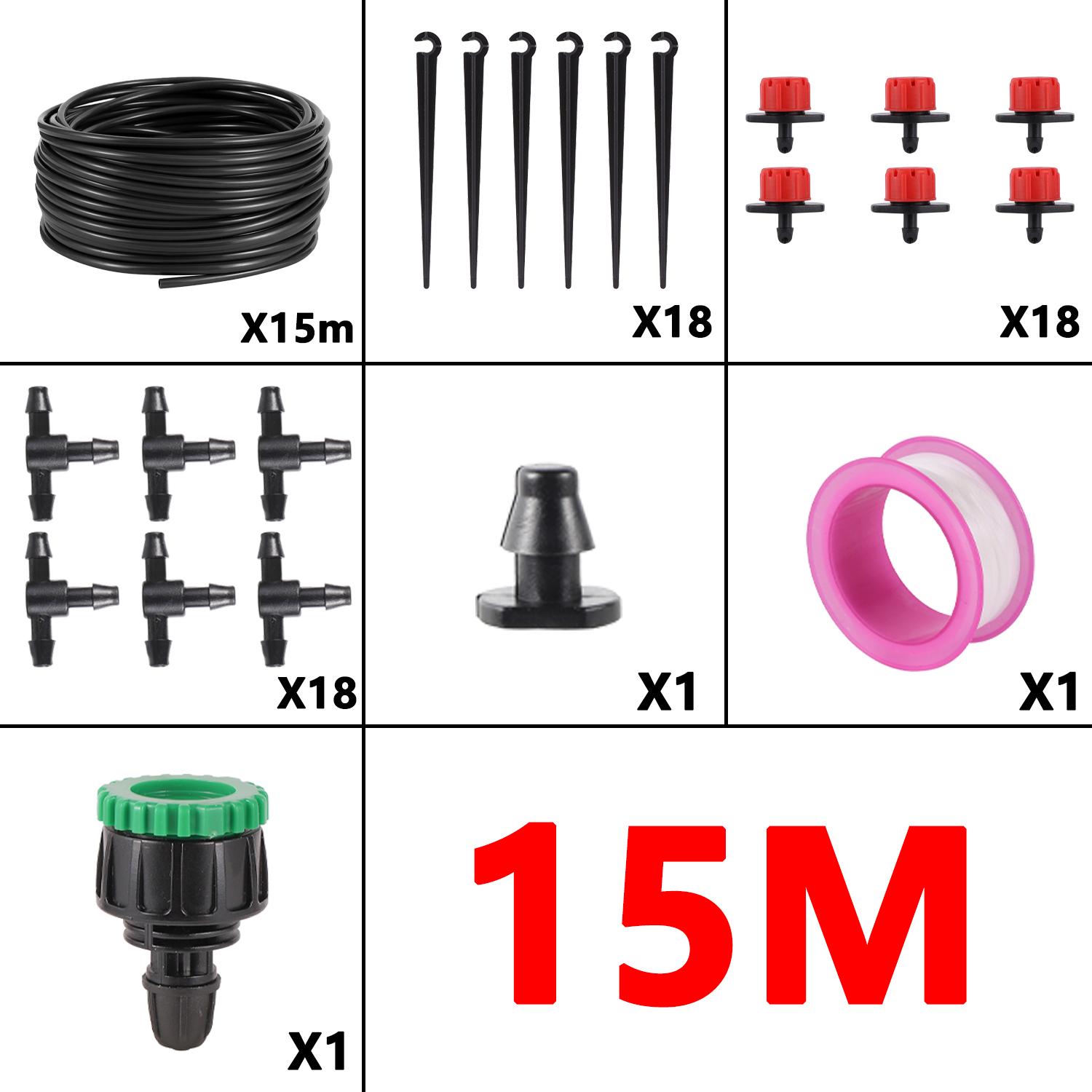 

Комплект для капельного полива 5~20 м, автоматическая система полива с регулируемыми излучателями для растений бонсай в горшках, самодельная микрокапельная система для экономии воды