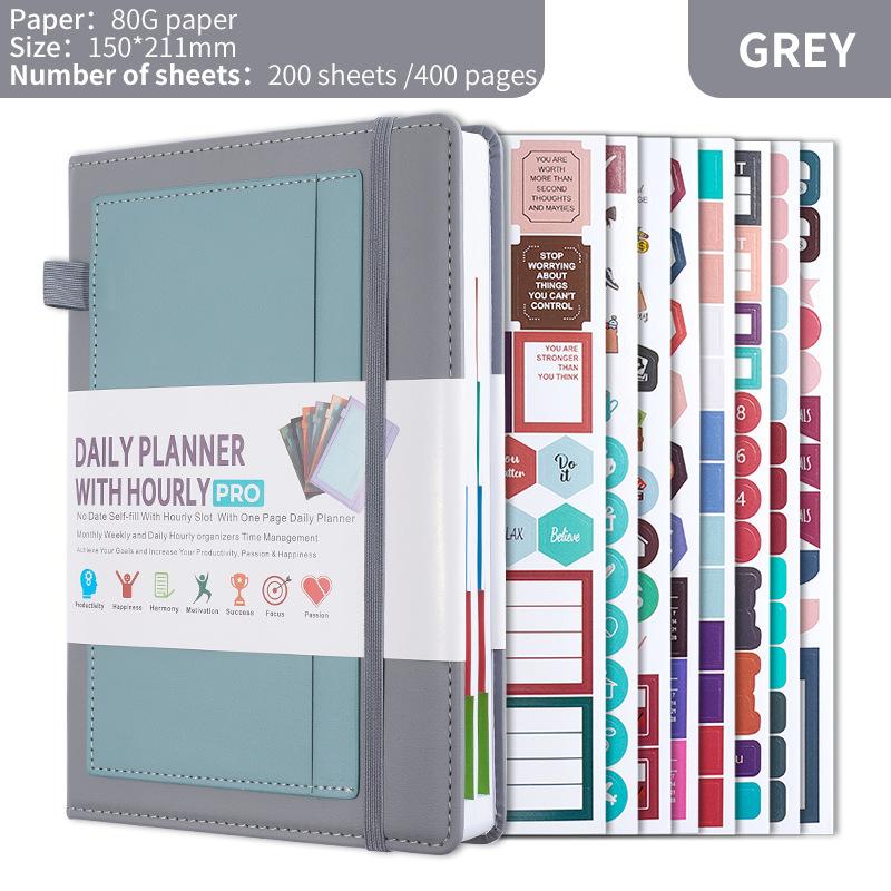 A5 Weekly Plan Monthly Plan With Lattice Grid Self-Binding Notebook Planner Office Atationery With Gold Stamping Stickers