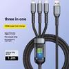 100W Transparent Fast Charging 3-in-1 Data Cable for Huawei, Apple, Android with Light