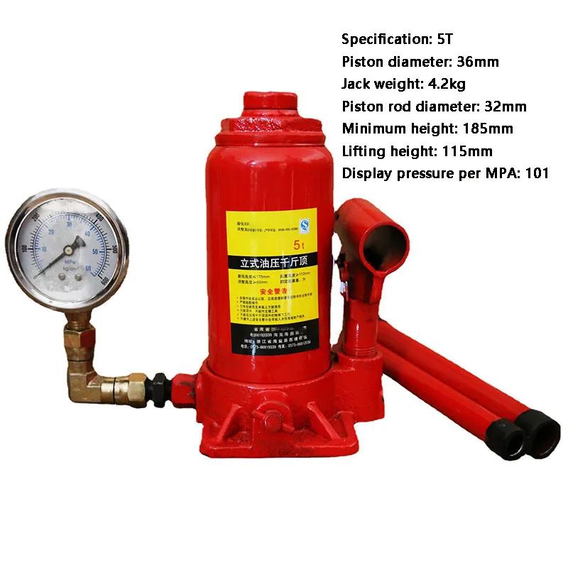 With Pressure Gauge Jack Hydraulic Lifting Vertical 5 Tons with The Screw 5T