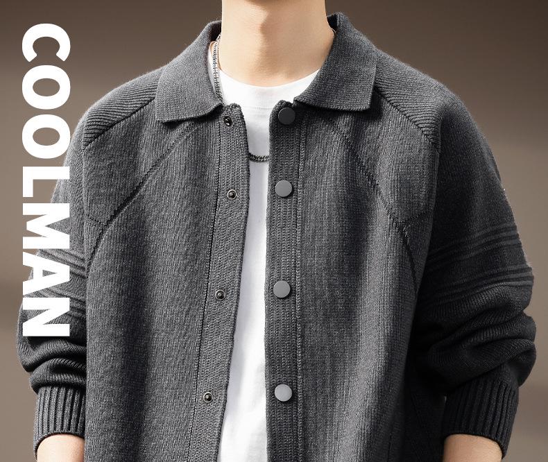 Herren Grobstrick Cardigan Pullover mit Revers - Verdickte Strickware für Herbst/Winter 2025