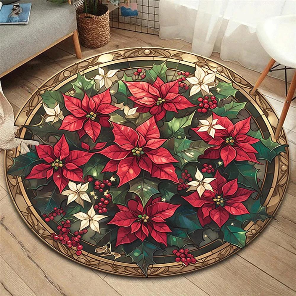 Christmas Round Rugs: Gingerbread House, Nutcracker, Snowy Tree & More! Bedroom room floor mats New Year home decoration