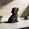 Sitting Puppy Sculpture 3D Printed Dog Figurine, Modern Black Decorative Statue, Desk Decor Animal Shape Decoration, Gift for Pet Lovers Home