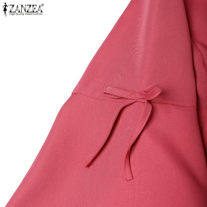 ZANZEA Women Casual Round Neck Solid Color 3/4 Sleeve Blouse