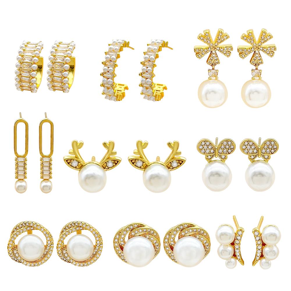 Brincos de Pérola com Diamante Mais Vendidos Brincos de Zircônia de Alta Qualidade Brincos da Moda para Menina