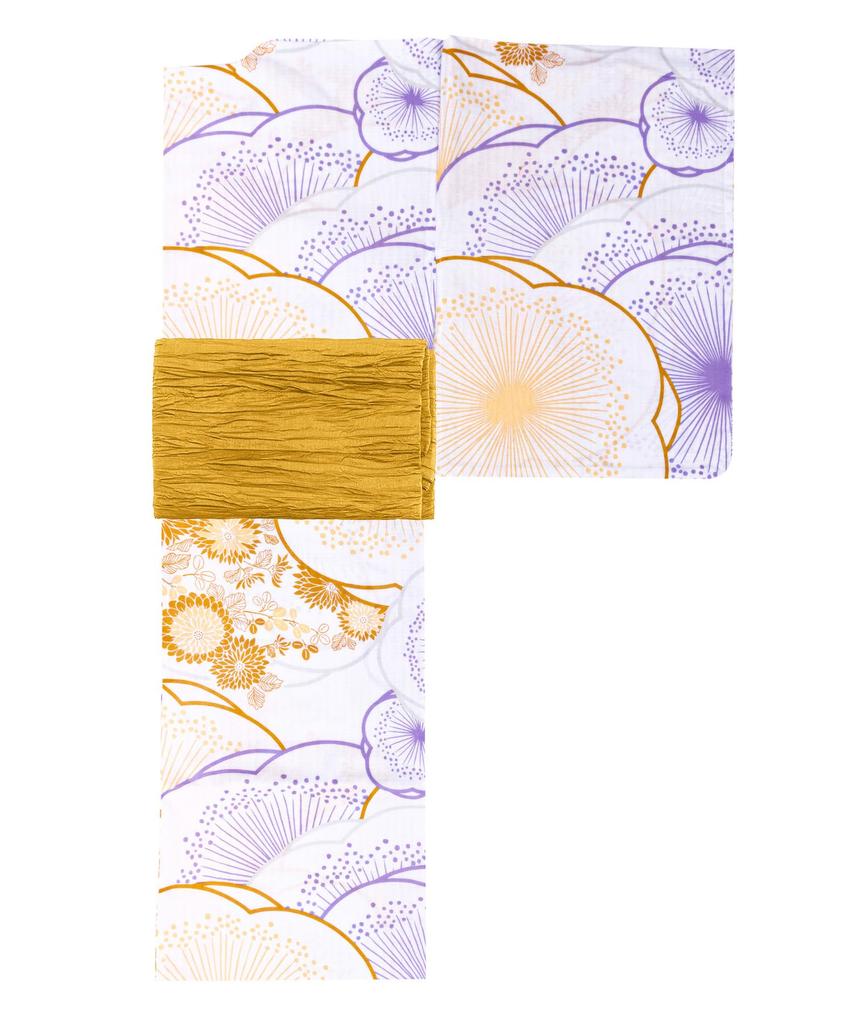 Yukata Set Girls Junior Retro C Change Weave 2 Piece Set Heiko Girls Hanaso [KYOETSU] (Yukata, Obi) (130cm, 3. Miyabi)