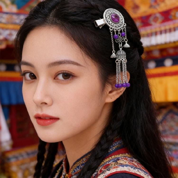 Exotic Hair Clip Side Clip with Tassels For Women Kazak Styles Hair Styling Accessory for Formal Event Costume Accessory