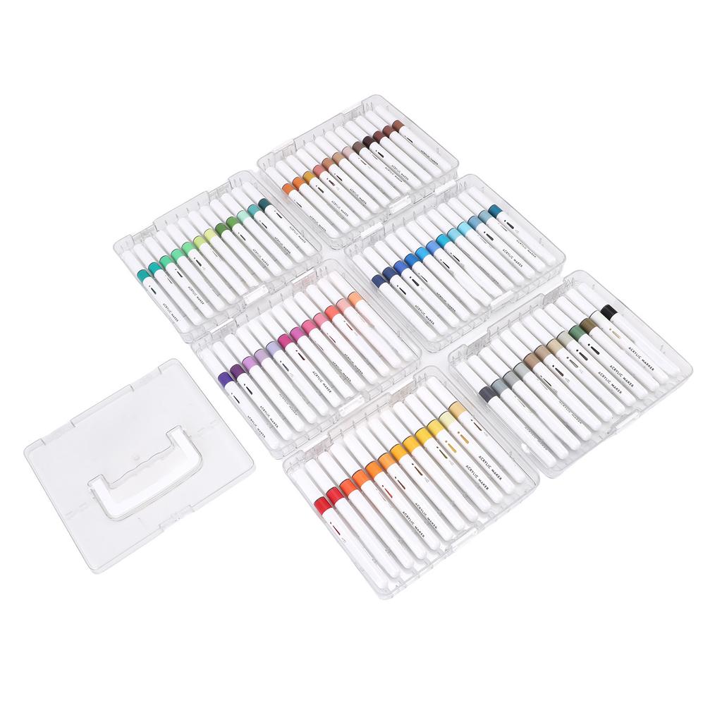 72 Colors Acrylic Paint Markers Set Smooth Vibrant Drawing Paint Pens for Rock Painting Ceramic Glass Wood Fabric