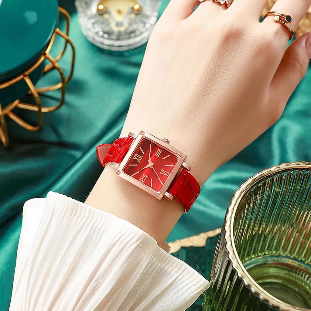 1 Stück Modische und minimalistische Damen-Quarzuhr mit quadratischem Armband, Neu, Beliebt, Retro, Hochwertig, Römische Uhr