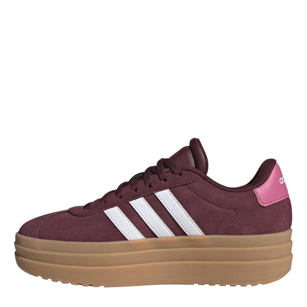 Adidas Girls Court Bold 3 Stripes Leather Platform Trainers