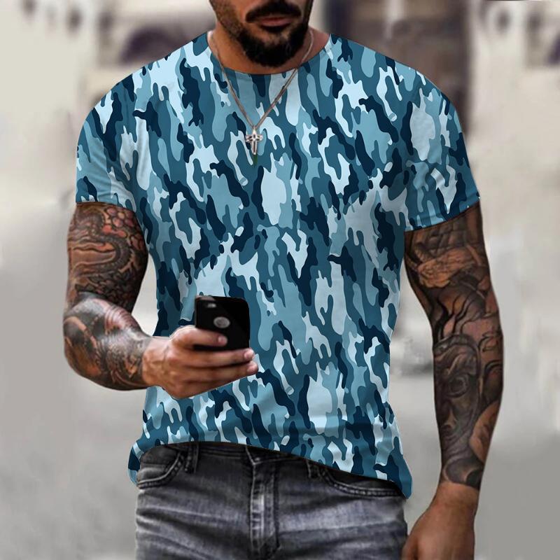 Fashion Men's Crew Neck Short Sleeve 3D Casual Color Printing Casual Short Sleeve Crew Neck T-Shirt