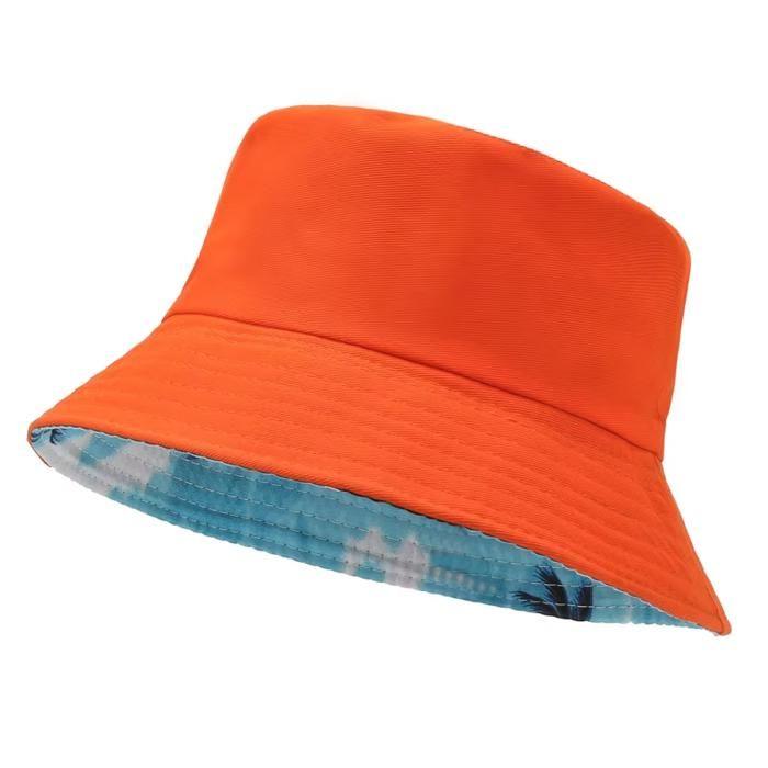 Chapeau bob réversible - taille enfant - orange
