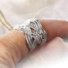 Ring Opening Ethnic Style Artificial Silver Plated Women Fashion Mesh Finger Ring for Wedding Party