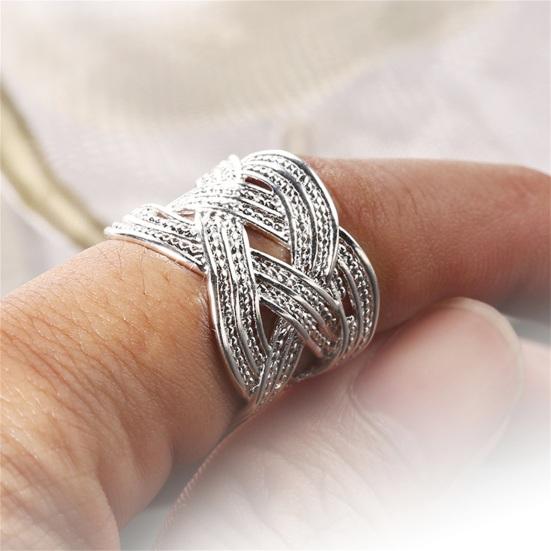 Ring Opening Ethnic Style Artificial Silver Plated Women Fashion Mesh Finger Ring for Wedding Party