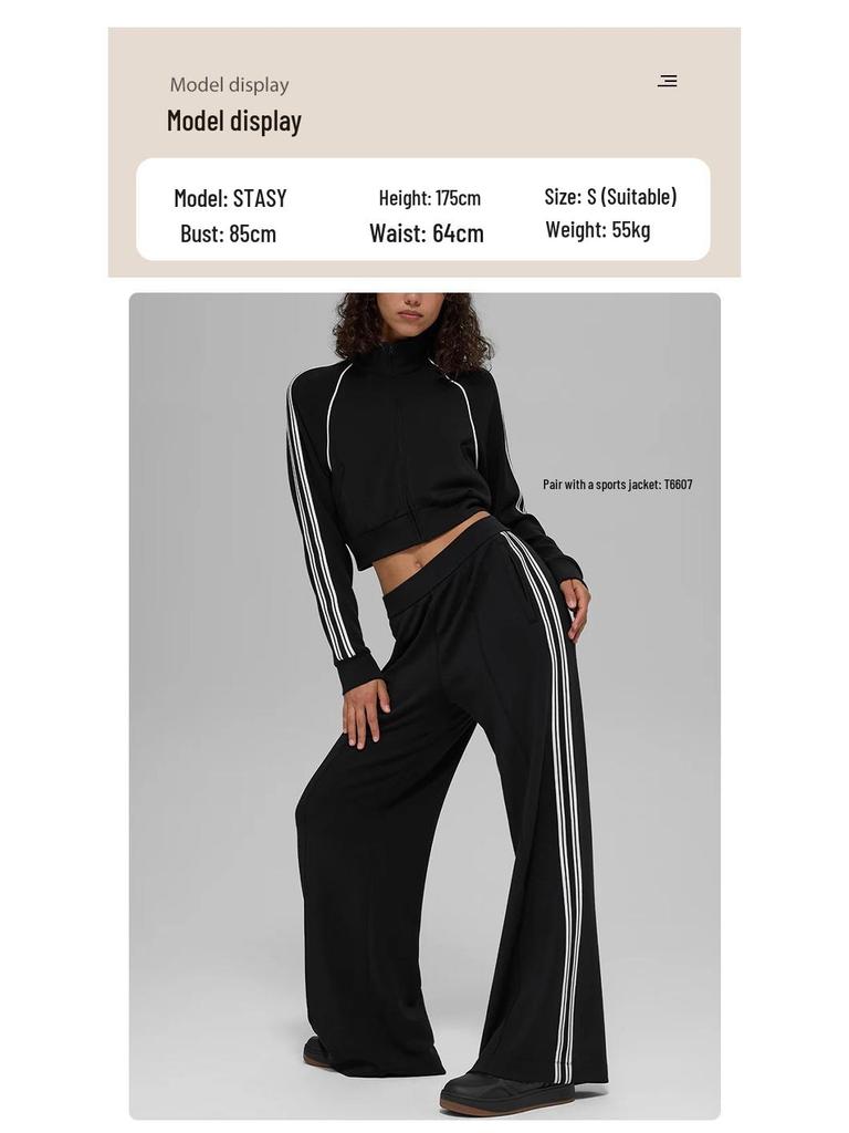 Women's Loose Wide-Leg White Striped Casual Pants - Anti-Pilling Modal, Autumn/Winter Collection
