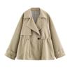 Verstellbarer Damen Khaki Kurzer Windbreaker - Stilvolle Europäische & Amerikanische Mode