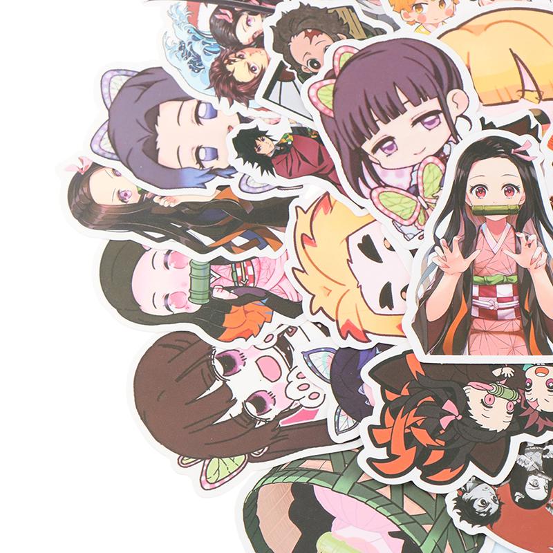 50Pcs Anime Demon Slayer Pvc Sticker For Luggage Laptop Skateboard Waterproof