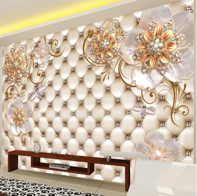 Tapet 3D Mărime Stil European Floare de Cristal Murală de Perete Temă Camera de Zi Hotel Decor de Lux Murală de Perete