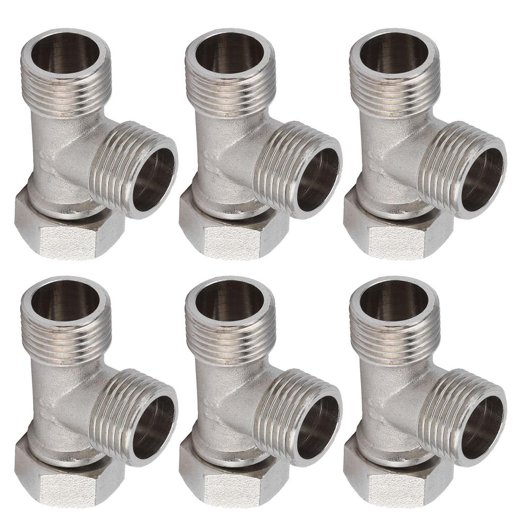 6PCS 3 Way Tee Connectors G1 2 Male and Female Thread Stainless Steel 3 Way Diverter Water Line Splitter