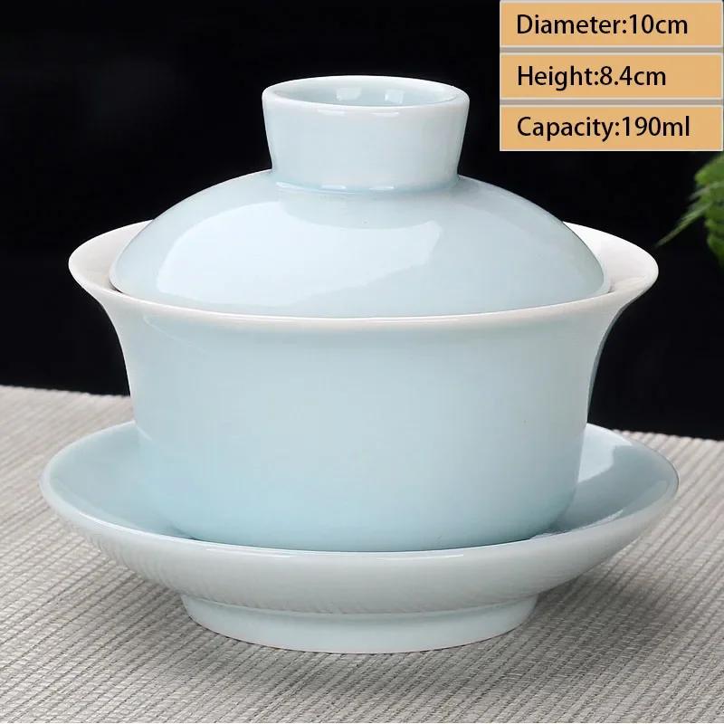 Jingdezhen Ceramic Gaiwan Teacup Handmade Tea Tureen Boutique Tea Bowl Chinese Porcelain Teaware Accessories Drinkware