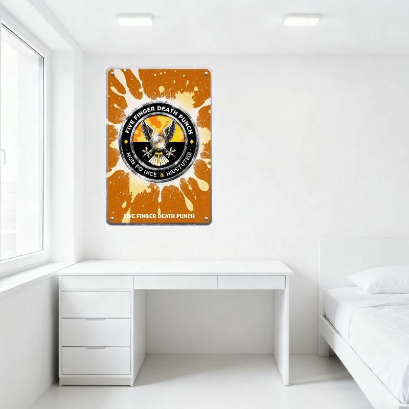 Five Finger Death Punch Non-Fiction & Justified (R) Vintage Metal Tin Sign, Rock Band Home Wall Decor for Man Cave Bar Cafe