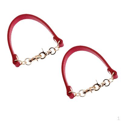 2 pezzi Pelle PU Borsa Corta Cinturino di Ricambio Manico Borsa a Mano Rosso