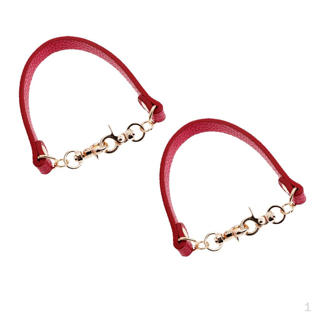 2pcs PU Leather Short Handbag Bag Strap Replacement Purse Handle Red