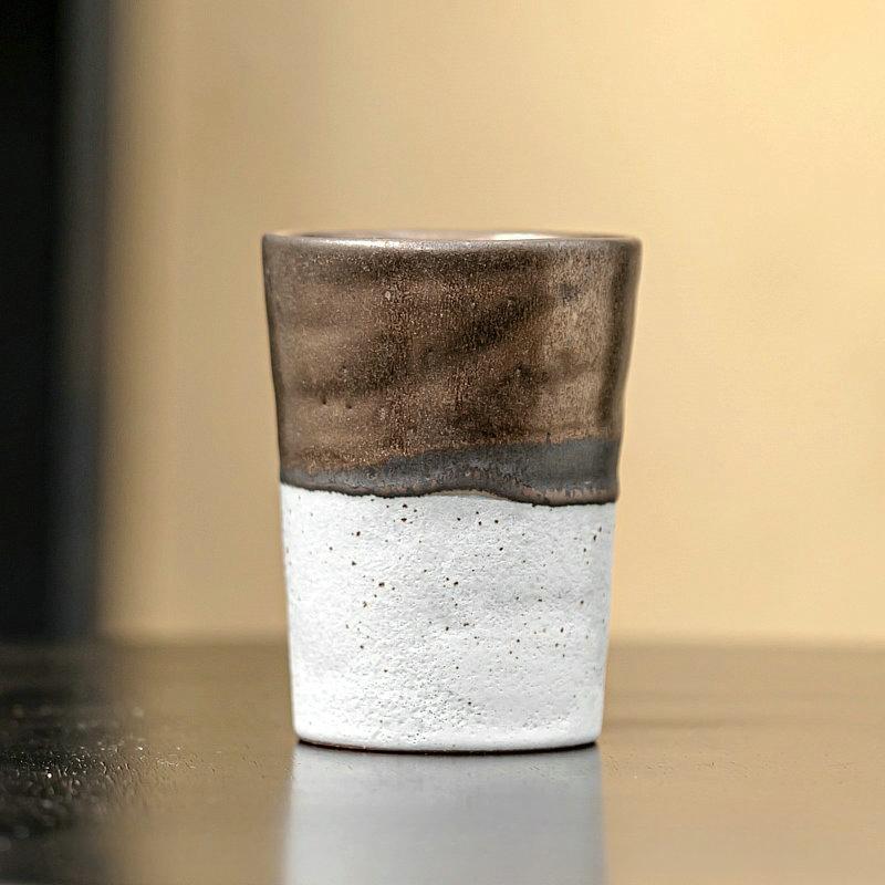 Rustic Stoneware Mug Handmade Ceramic Cup Japanese Iron Rust Glaze for Coffee Tea Water Hot Cold Beverage Home Office Use