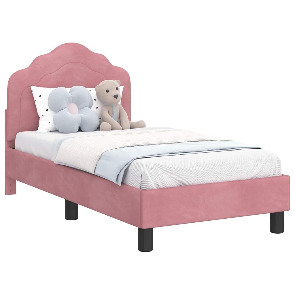 Kids Bed Frame with Headboard Pink 70 X 140 Cm Velvet