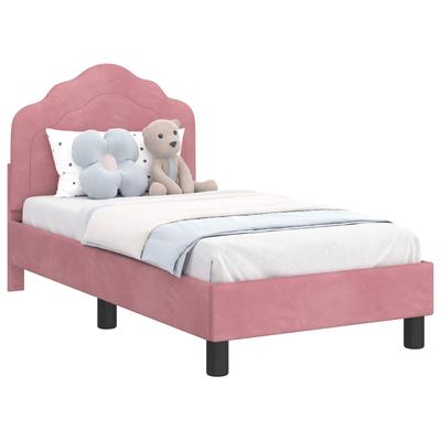 Kids Bed Frame with Headboard Pink 70 X 140 Cm Velvet