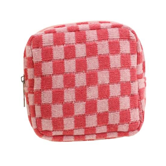 Checkered Period Bag for Women Girls Knitted Sanitary Napkin Bag Cute Menstrual Pad Pouch Tampon Holder for Purse