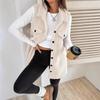 Women's Lapel Sleeveless Vest Oversized Fit Solid Color Single Button Pocket Winter Fleece Gilet